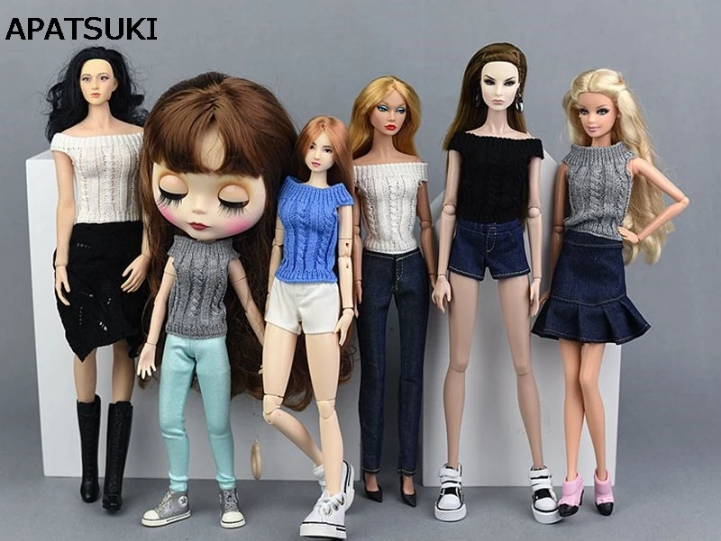1//6 Scale Fashion Sports Shoes Casual Clothes for Blythe BJD Dolls Black