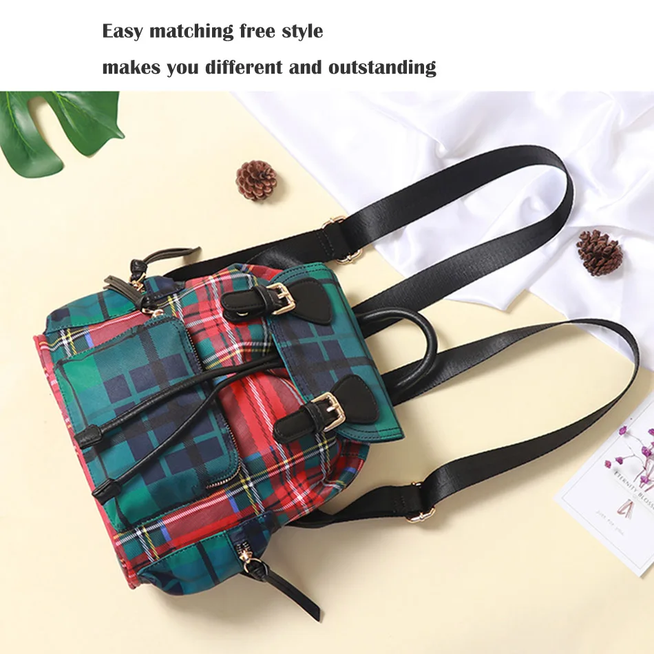 2018 small women Canvas Packpack Chassic Panelled Plaid School Bag for Teenager Girls Variety Shoulder Purse Bagpack Rucksack (3)