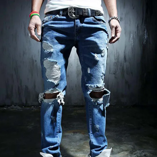 designer casual Extreme ripped jeans 