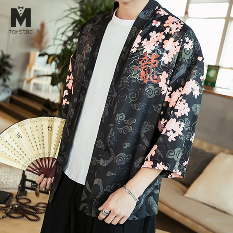 Jacket Men Japanese Streetwear Kimono Cardigan Jacket Men Black Windbreaker Men Jacket Coat 2019 Summer