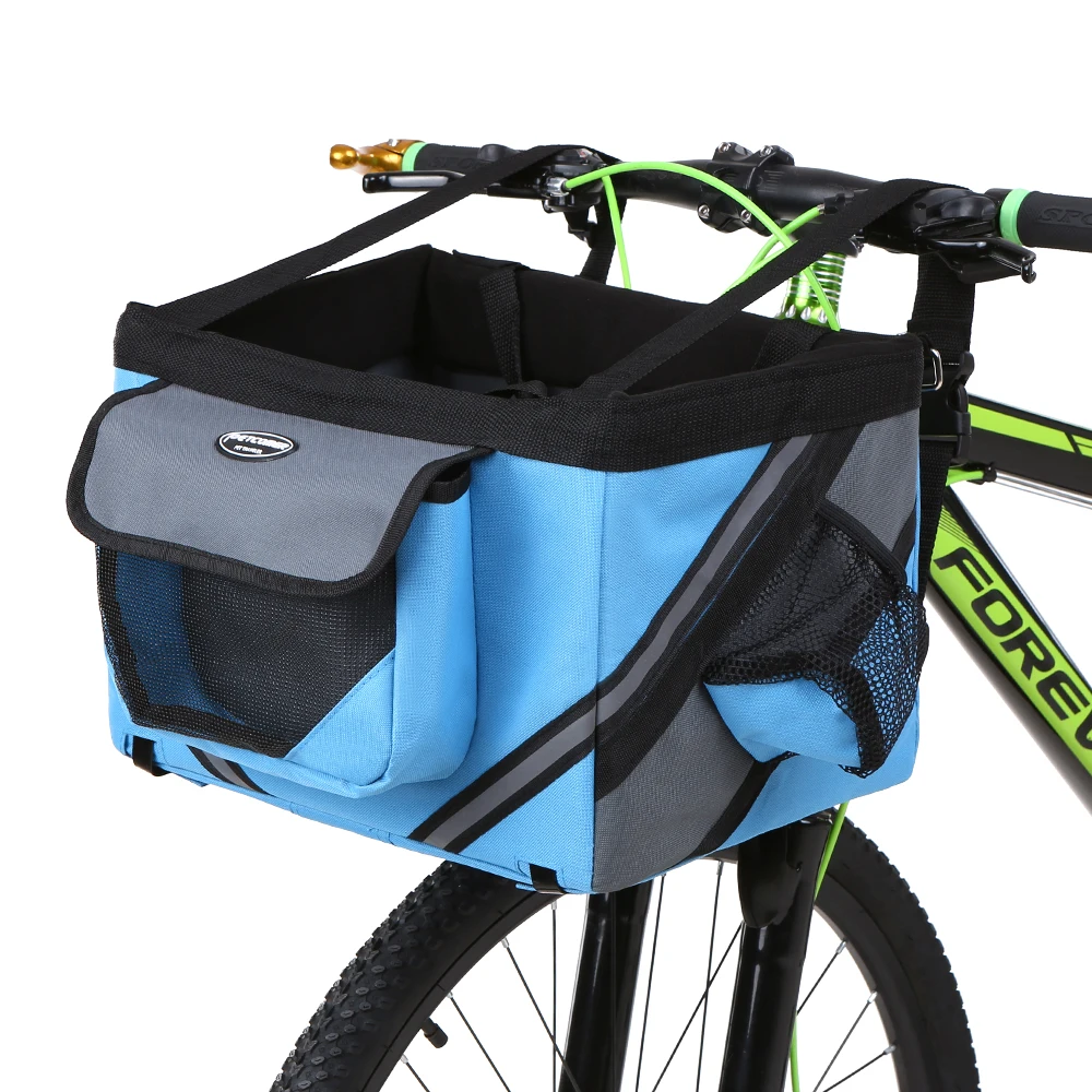 Discount Bike Bag 600D oxford fabric Bicycle Handlebar Basket MTB Bike Front Bag Box Pet Dog Cat Carrier Case 2