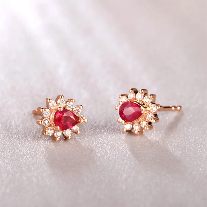 Серьги ZOCAI с сертификатом 18 К розовое золото 0.35ct рубин с бриллиантом 0.17ct обручальные серьги E00759 без таможни