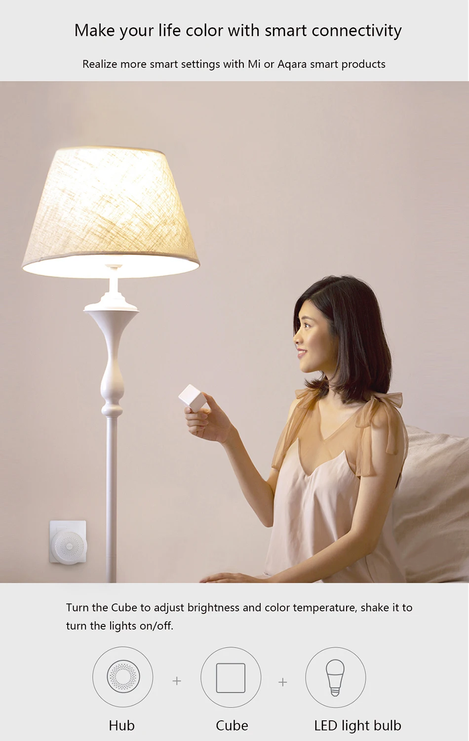 Xiaomi Aqara 9W E27 2700 K-6500 K 806lum умный светодиодный светильник белого цвета, работающий с домашним комплектом и приложением MIjia