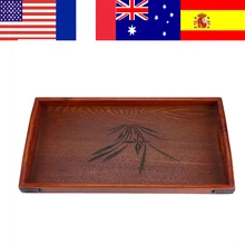 Деревянный поднос для сервировки чая кунг-фу, поддон для хранения столовых приборов, фруктовая тарелка, украшение