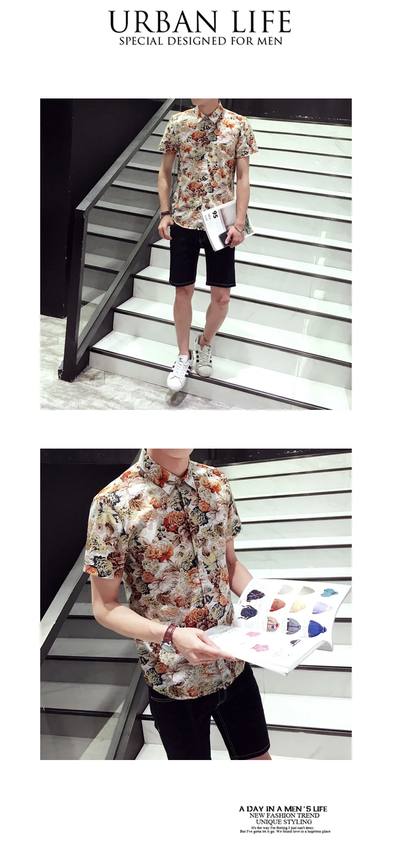 Toturn Мужская рубашка с коротким рукавом из хлопка, Модные приталенные мужские рубашки с цветочным принтом, винтажная мужская одежда с принтом