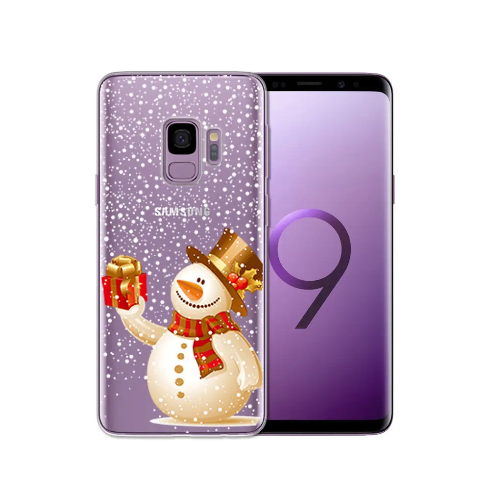 Santa Reindeer Christmas Patterned Clear Slim Soft Case Cover For Samsung S9 S8 S7 Edge Note 9 Note 8 S8 Plus TPU Phone Coque    (2)