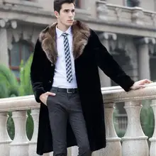 Черный теплый повседневный короткий искусственный норковый кроликовый мех пальто мужские кожаные куртки мужские пальто ворс зимняя свободная теплая верхняя одежда плюс размер