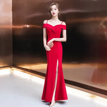 

Red Bride Cheongsam Oriental Women Wedding Qipao Fashion Chinese Style Elegant Long Dress Luxury Robe Party Dresses Vestido