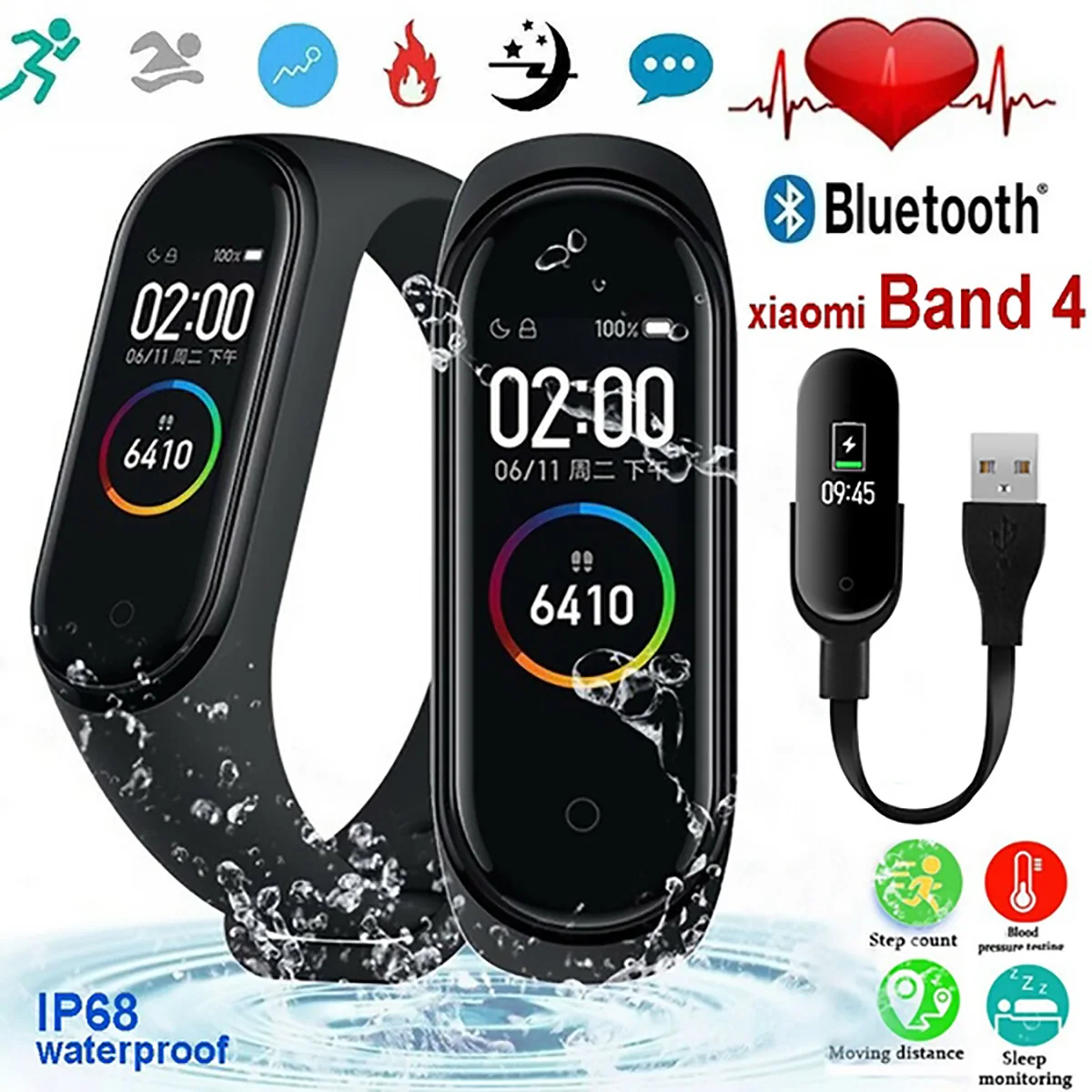 Смарт браслет M4 Bluetooth спортивные часы мужские фитнес леди пульс активности