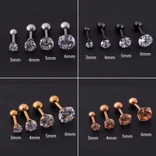 1 шт Серьга из титановой стали сережки-гвоздики золотого цвета с циркониевым кристаллом тела пирсинг, модные украшения#269104