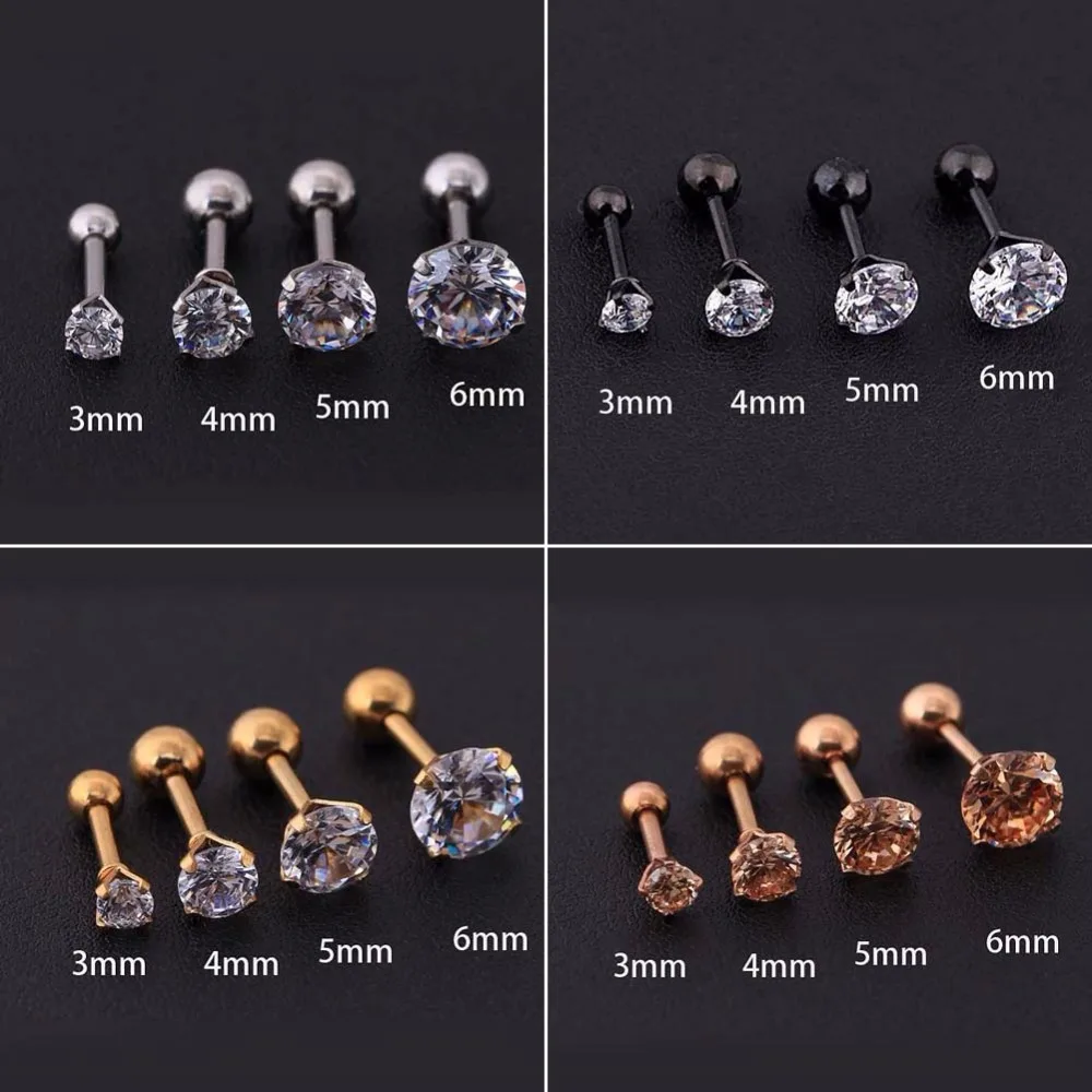 1 шт. Шпилька для ушей золото циркон кристаллы фотоэлемент тела #269104|ear stud gold|ear