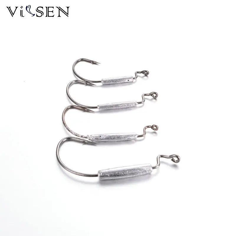 Vissen weighted hooks 10PCS /Lot Barbed Fishing Hooks With Lead Single