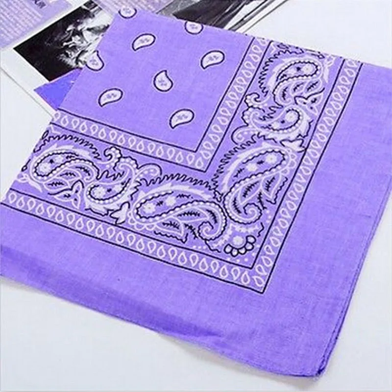 Унисекс Винтажный женский мужской головной убор шейный шарф браслет носовой платок цвета 24 - Цвет: Фиолетовый