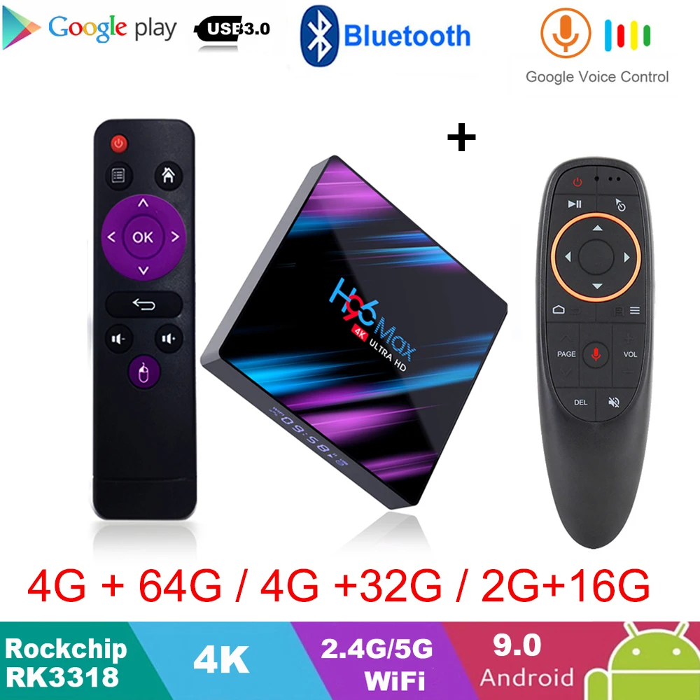 Google Play tv box android 9,0 H96 MAX Rockchip 4G 32GB 64GB Android tv box 2,4/5G WiFi Bluetooth 4,0 4K 3D Netflix Android box