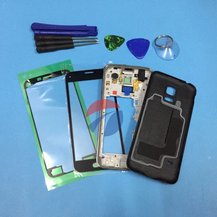 

Full Housing Cover Middle Frame & Battery door Case & Screen Glass Replacement for Samsung Galaxy S5 mini G800 G800F + tools