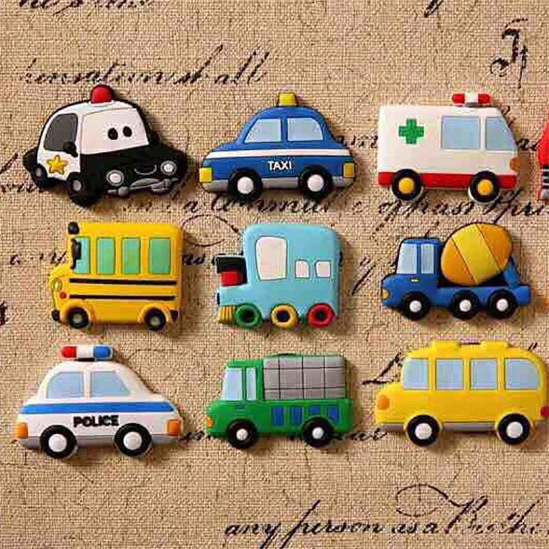 

5Pcs Creative Car Design Fridge Magnets For Kids Small Size Silicon Gel Magnetic Fridge Magnet Animal Magnets