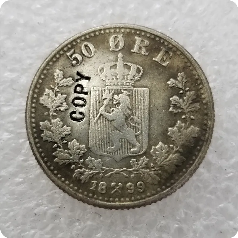 1899 1874-1904 Норвегия 50 руды копия монет - Цвет: 1899