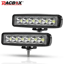 RACBOX – feu antibrouillard DRL lampe de travail LED pour Jeep LADA Toyota Dodge, 6 pouces, 18W, pour camion tout terrain, Bus, bateau, voiture