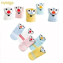 Hylidge/5 пар/лот, детские носки весенне-летние хлопковые носки с круглым носом и клоуном для маленьких детей хлопковые носки с героями мультфильмов для мальчиков и девочек