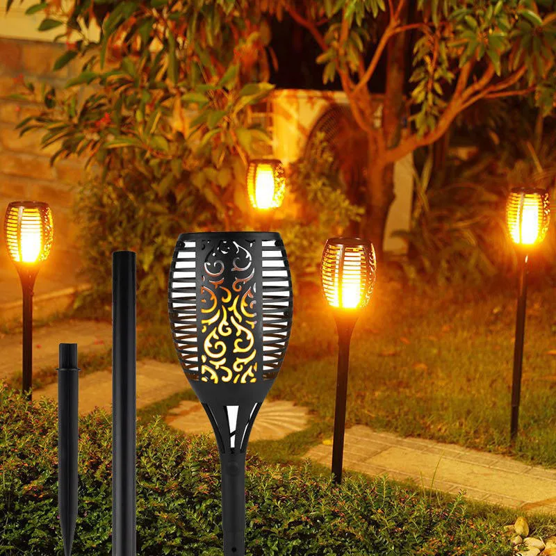 96 LEDs Solar Flame Flickering IP65 Waterproof Landscape Garden Yard ...