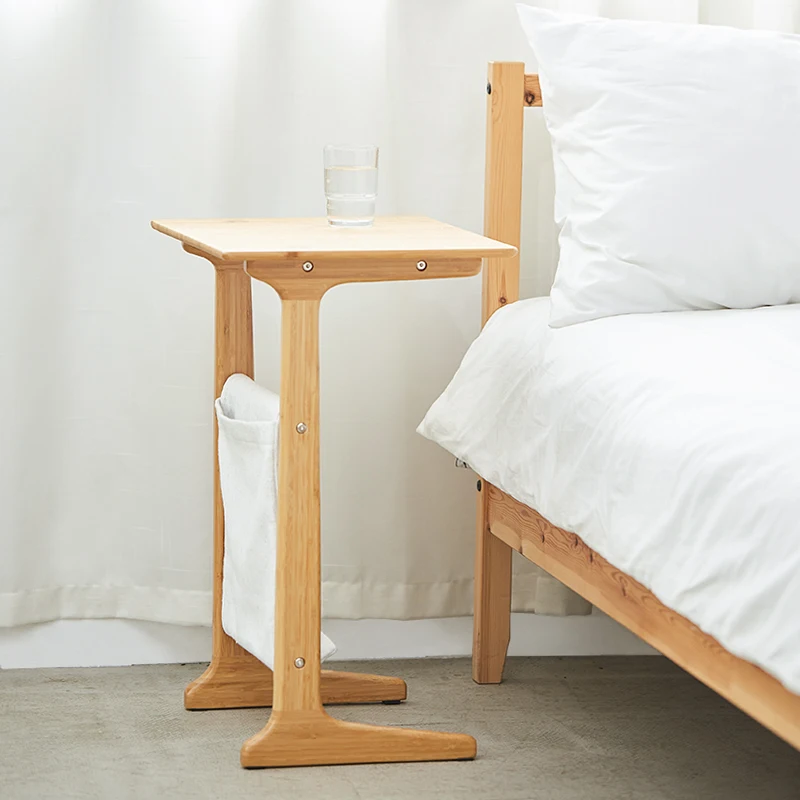 ZEN'S BAMBOO Sofa End Table White Coffee Table for Living Room Night Table for Bedroom Accent Furniture