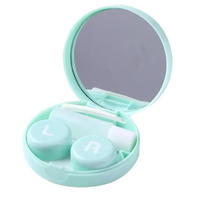 Портативный цветные контактные линзы чехол с зеркалом пластик Модный Дорожный комплект контактные линзы коробка глаза контейнер для контактных линз - Цвет: Green