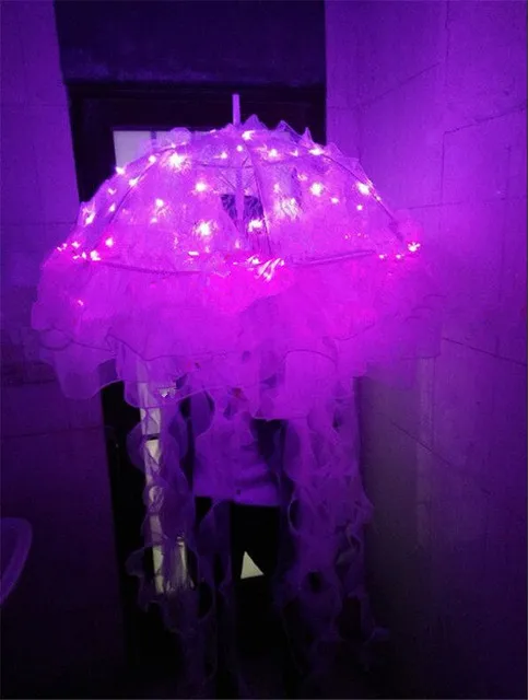 WYY костюмы для бальных танцев светодиодные белый светильник Медузы светящийся зонтик представление диско одежда платья наряд dj Вечерние - Цвет: Розовый