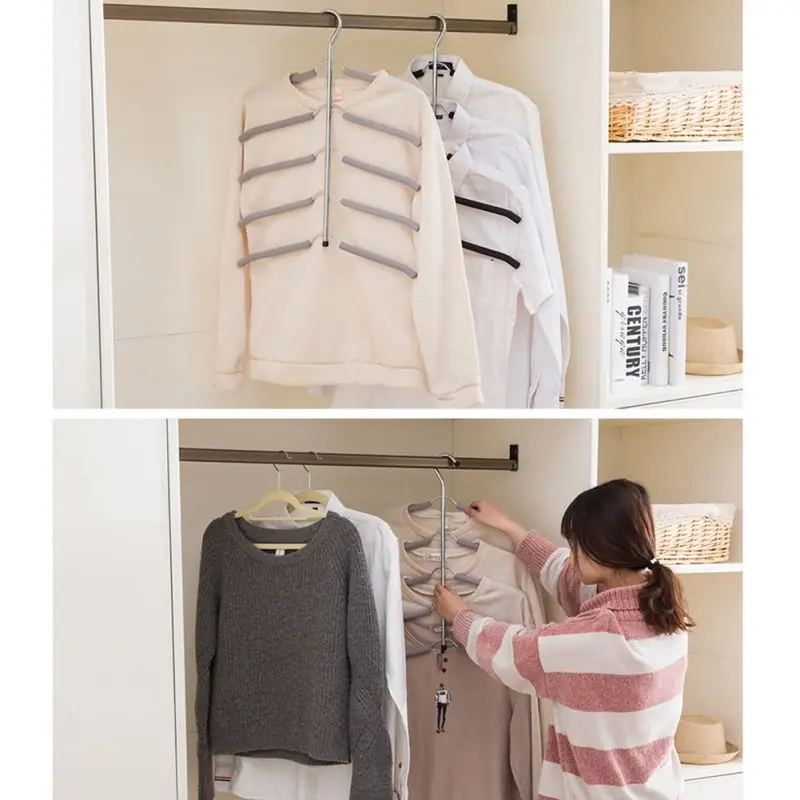 

Household Hanger Multi-Layer Stainless Steel Sponge Coat Hanging Closet Storage Organizer