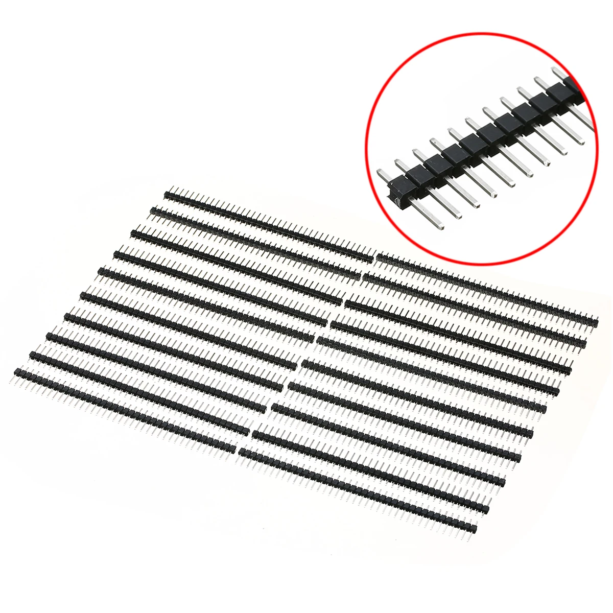 

20Pcs/Set 2.54mm Header Needle Connector Strips 40 Pins Electronic Header Single Row Straight Male Connector