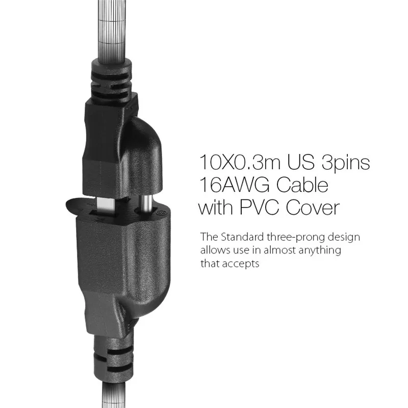DIGOO AC удлинитель питания шнур 1X3 метра ЕС или 10X0,3 метр ЕС США черный ПВХ резиновый CCTV аксессуары