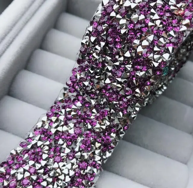 many colors rhinestones banding,crystal silver rhinestones trim banding
