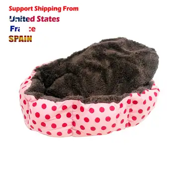 

Machine washable Pet bed Soft Plush dog cat Detachable Cozy Nest Mat Pad Dot Printed Puppy kitten house round beds pet supplies
