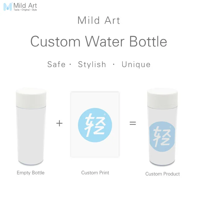 custom plastic insulated water bottle 300ml black white art print