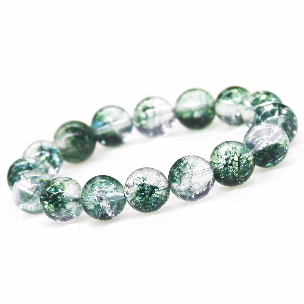 6 8 10 12 мм Зеленый Фантом призрак натуральный камень женские модные ювелирные изделия Круглый Кристалл бисера браслет для мужчин подарок