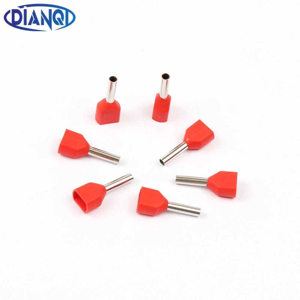 

100pcs/Pack TE7508 TE1008 TE1510 TE2508 Two Pre-insulated Pipe-shaped End Cold pressed terminals/Cable Connector/Wire Connector