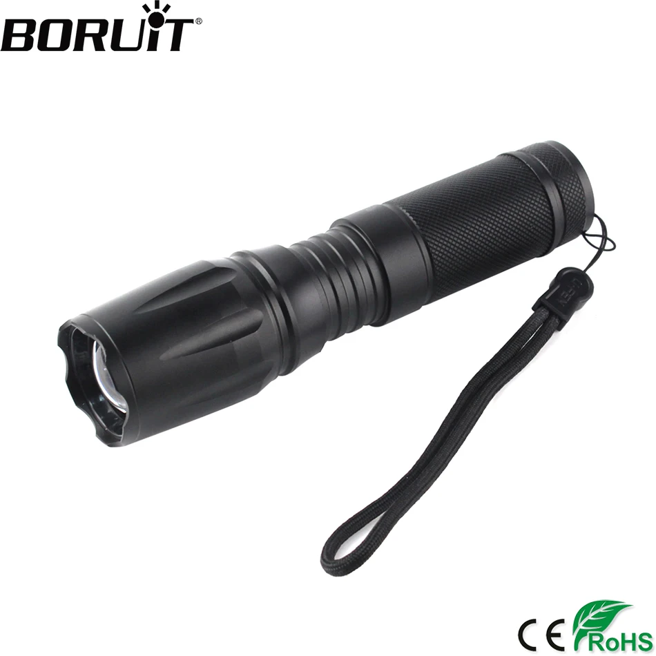 

BORUiT 1200LM XML T6 LED Flashlight Zoom 5-Mode Torch Camping Hunting Portable Lantern with Bicycle Stand as a Gift