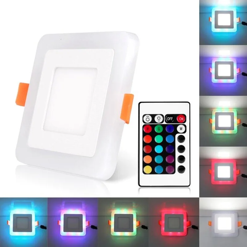 Новый дизайн 6 Вт 9 16 24 Квадратный светодиодный RGB светильник + пульт