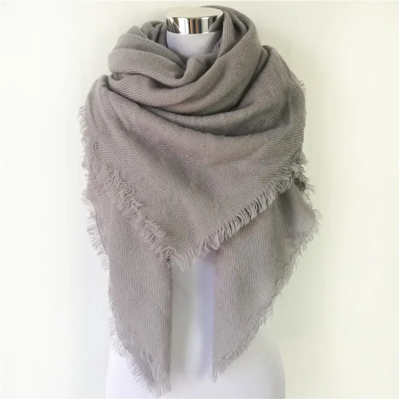 

2019 Winter New Brand Design Solid Color Cashmere Women Scarf Large Size Blanket Lady Wool Scarves Square Shawl Cheap Wholesale
