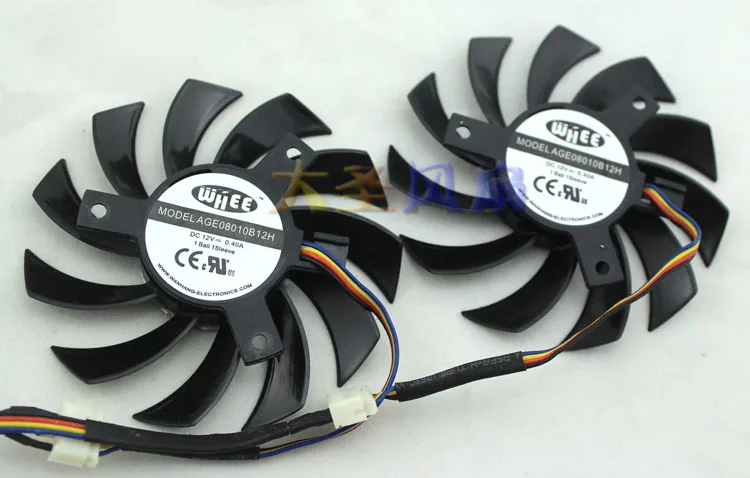 WHEE AGE08010B12H DC 12V 0.40A Dia. 75 мм C.T.C 39 5 проводной сервера выполненные