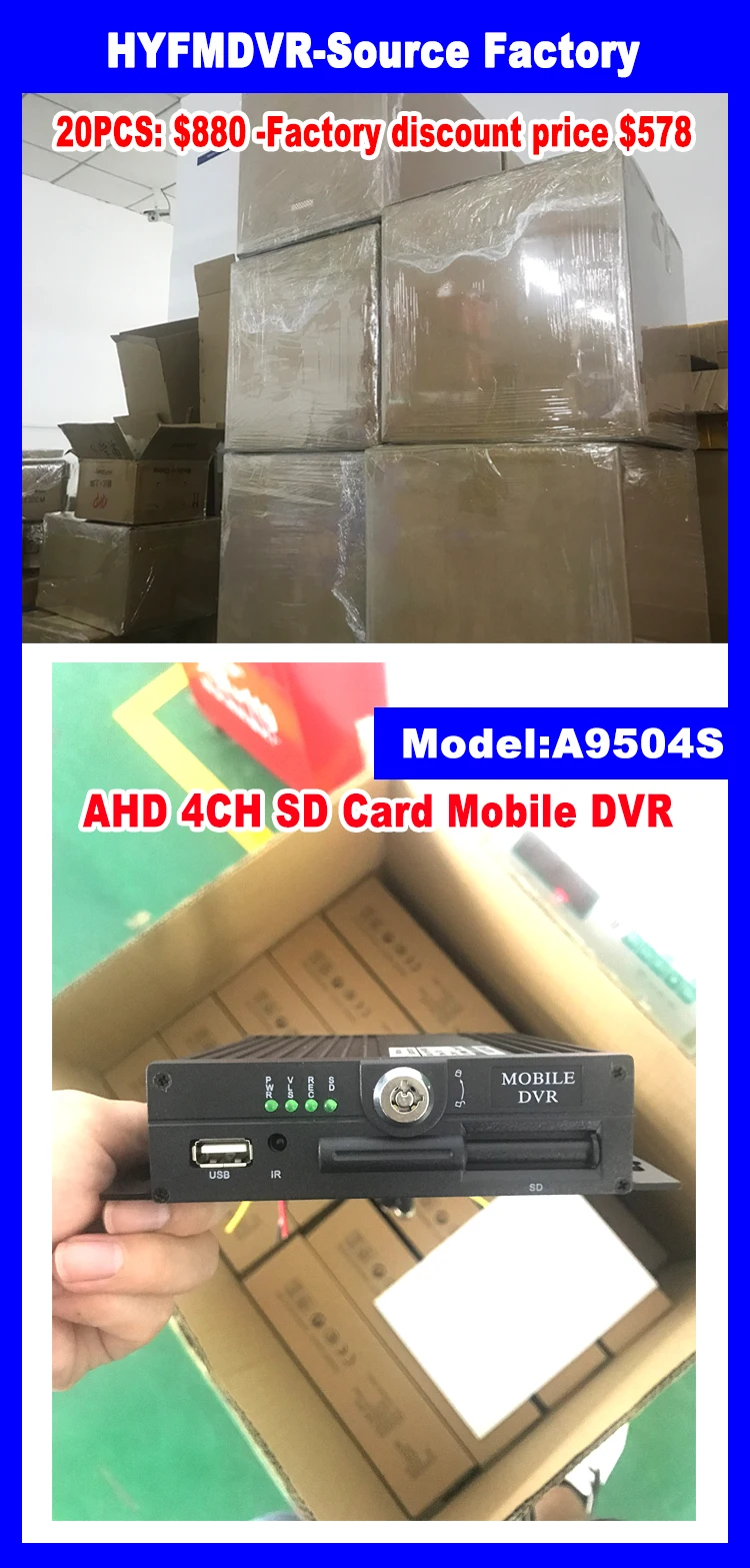 Прямые продажи пятно аудио и видео 4 канала наблюдения AHD панорамного изображения док OBD Мобильный DVR деловой автомобиль/Трейлер