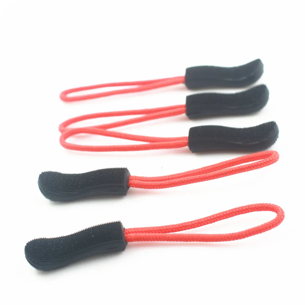 10pcs Zipper Pulls Replacement Zip Cord Puller Slider DIY Apparel Sewing Accessories for Jacket Backpack Luggage Suitcase -Red