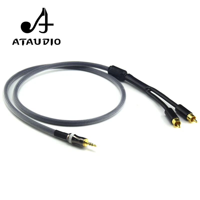 ATAUDIO Hifi Stereo 3 5mm to 2rca Cable High Quality 6N OFC 3 5mm Jack to