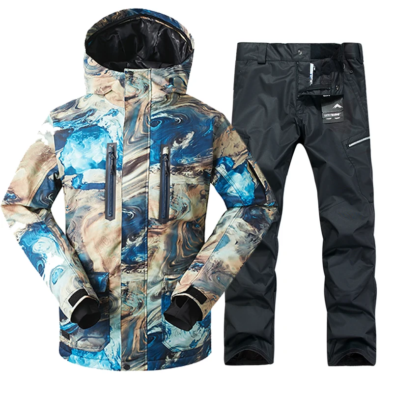 GSOU SNOW Ski Suit Men Mountain Skiing Suit Waterproof 10K Warm Brand ...