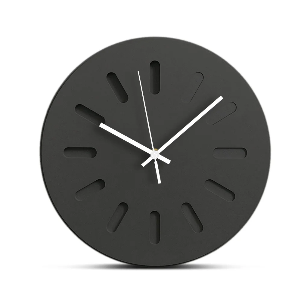 Nordic Wooden Wall Clocks Black Quiet Hanging Wall Clocks for Living Room Decorative Wood Clock