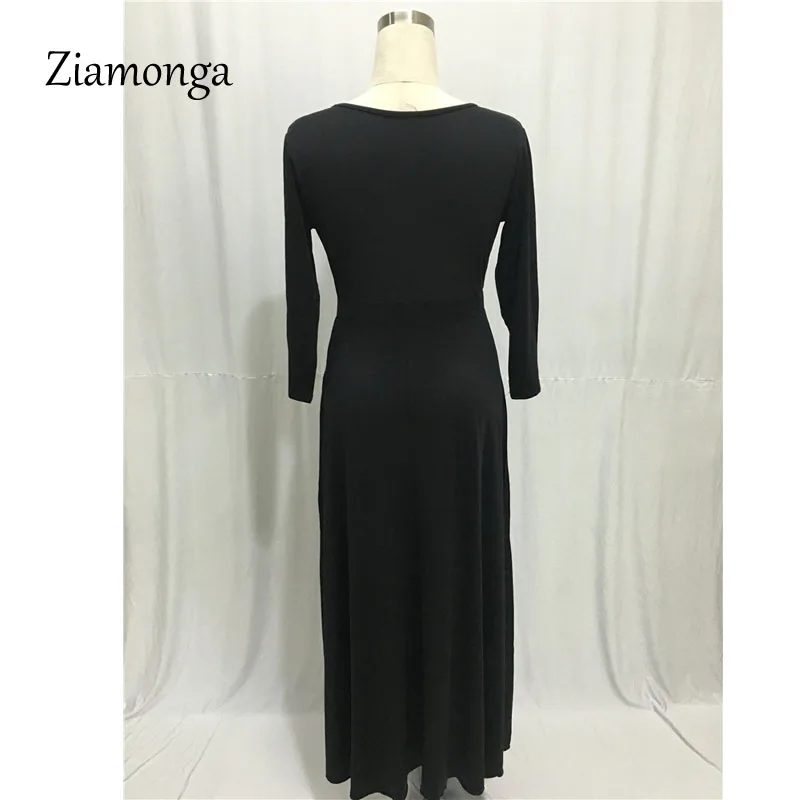 Ziamonga осень-зима большой Размеры Костюмы для женщин; Большие размеры Длинные Макси платья Половина рукава Sexy Вечеринка длинное платье XXXL