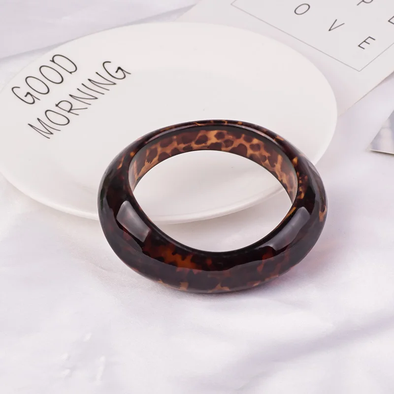 Vintage Fashion Resin Cuff Bracelets Bangles for Women Leopard Print Acrylic Wide Geometric Bracelets For Girl Charm Jewelry (2) - 