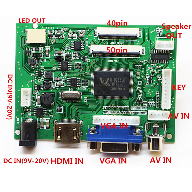 

HDMI+VGA+ 2AV+Audio LCD Driver Controller Board Kit for Panel EJ080NA / AT080TN52 LCD controller board DIY kits
