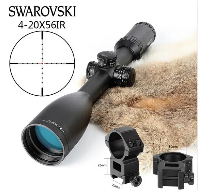 Имитация Swarovskl 4-20x56 SFIR RifleScopes Mil Dot glass F40-1 прицелы для охотничьей винтовки Сделано в Китае - Цвет: With picatinny rings