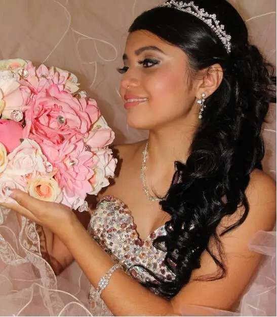 Vestidos De Quinceanera платье 15 вечерние Роскошные Стразы Милая Высокое качество дебютантка платья большого размера розовый Пром