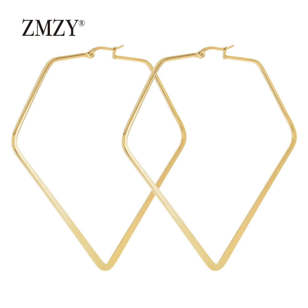 

ZMZY Fashion Statement Gold Stainless Steel Earrings for Women Accessories Geometric Punk Jewelry Drop Dangle Earring